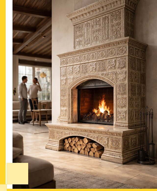 Купить изразцовый камин в Азнакаеве от 256550 р. | ЭриданЗнк