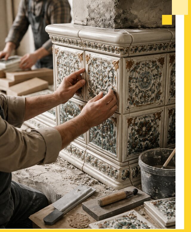 Изразцовые камины под ключ в Азнакаеве: проект и монтаж