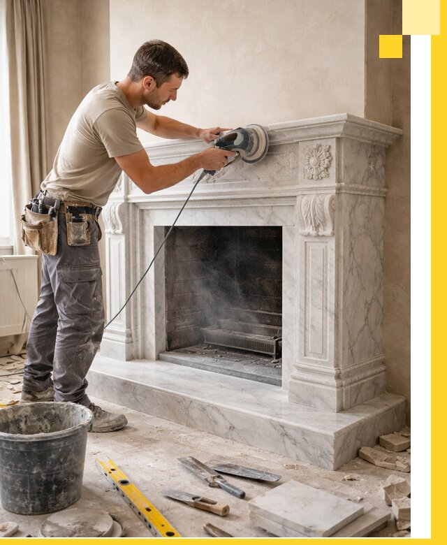 Изготовление и установка мраморных каминов в Азнакаеве под ключ