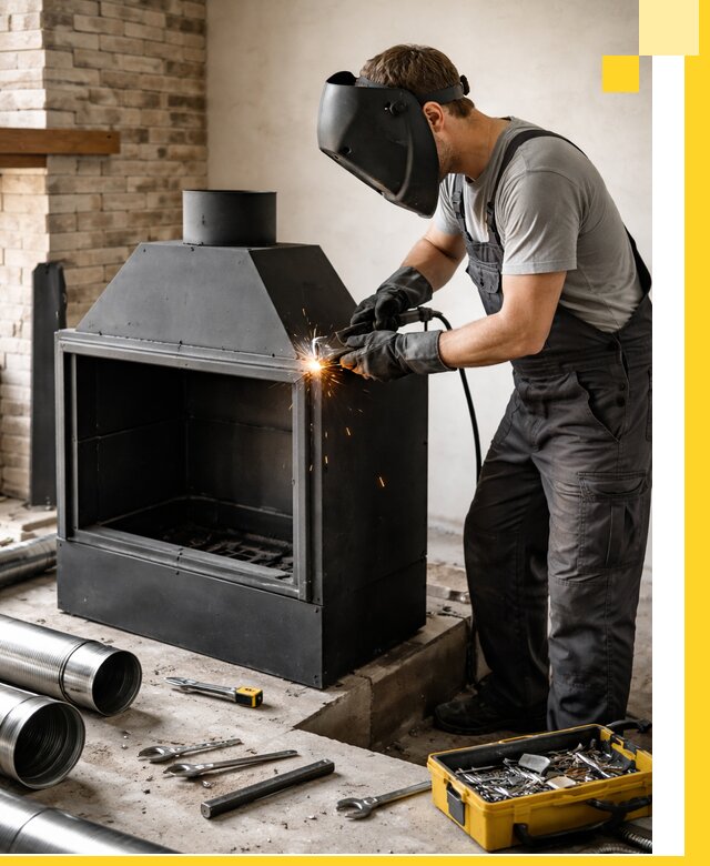 Продажа и установка металлических каминов в Азнакаеве под ключ