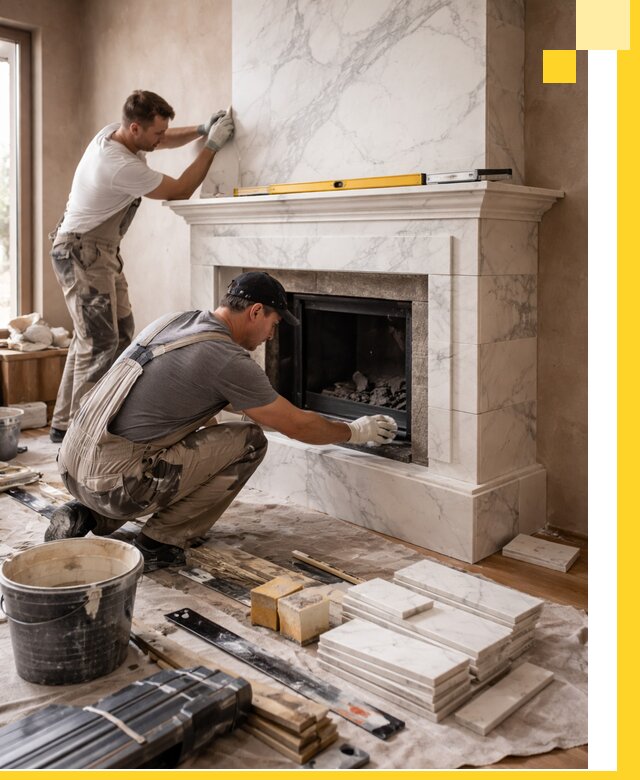 Отделка каминов в Азнакаеве качественные облицовочные работы