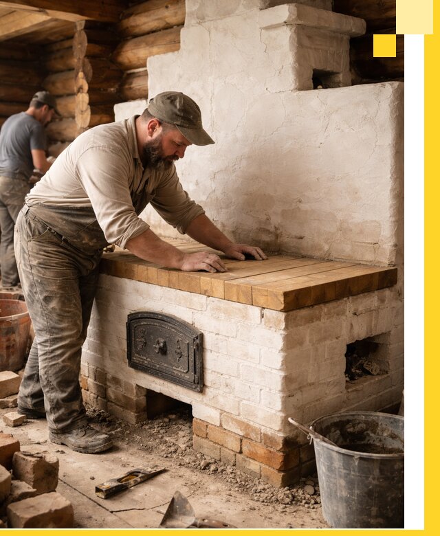 Проектирование и установка русской печи с лежанкой в Азнакаеве