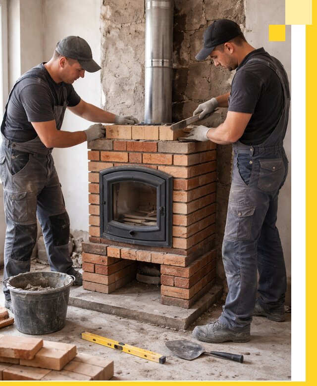 Монтаж печи камина под ключ в Азнакаеве с гарантией и пусконаладкой