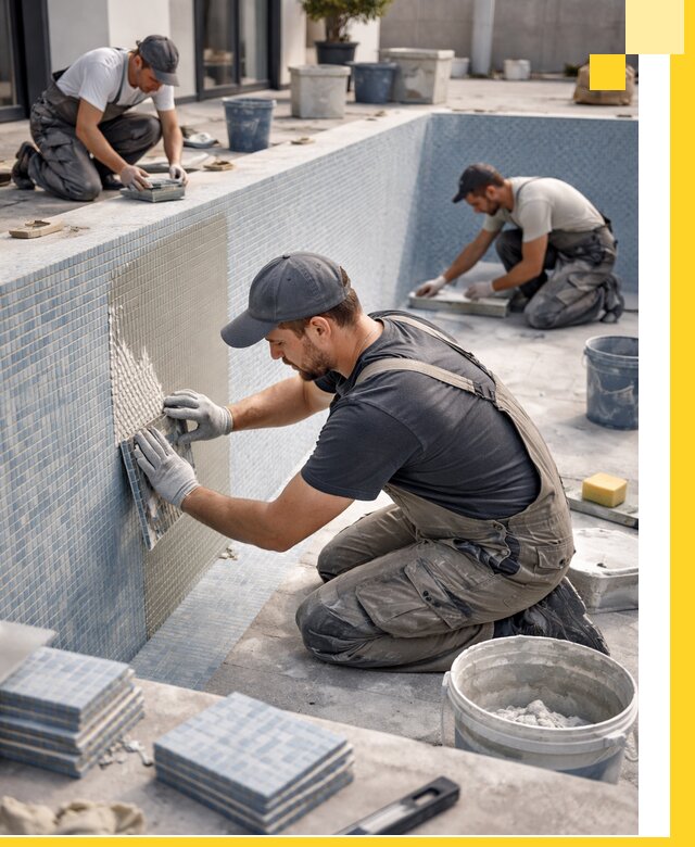 Облицовка бассейнов в Азнакаеве плитка мозаика гидроизоляция