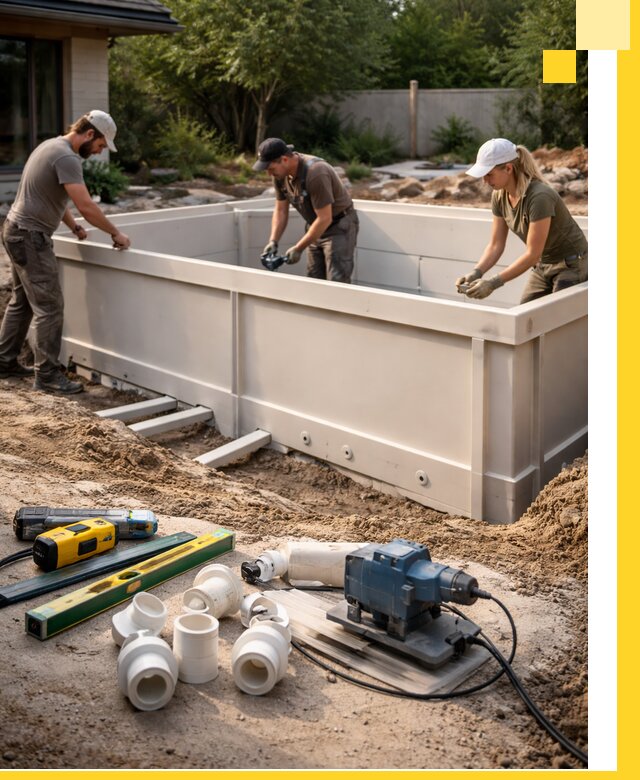 Установка полипропиленовых бассейнов под ключ в Азнакаеве