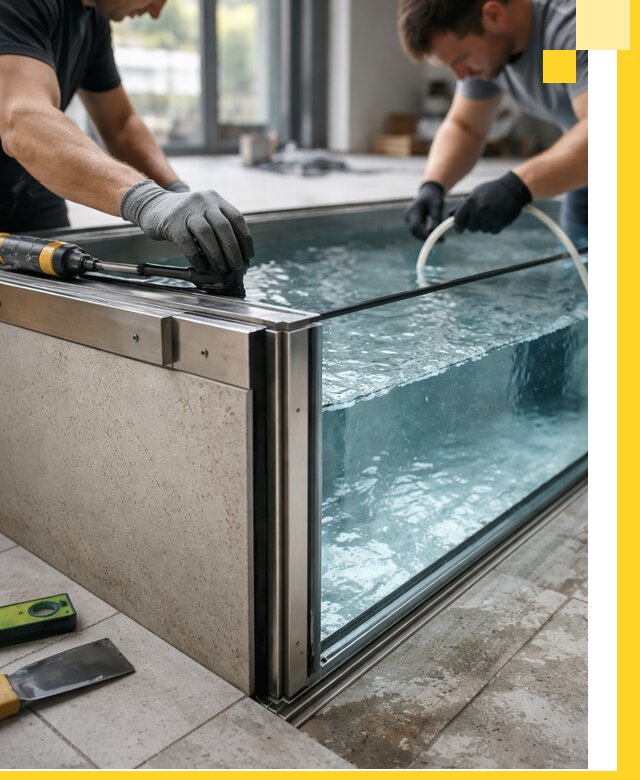 Проектирование и монтаж стеклянных бассейнов в Азнакаеве