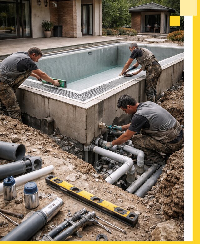 Строительство переливных бассейнов в Азнакаеве под ключ