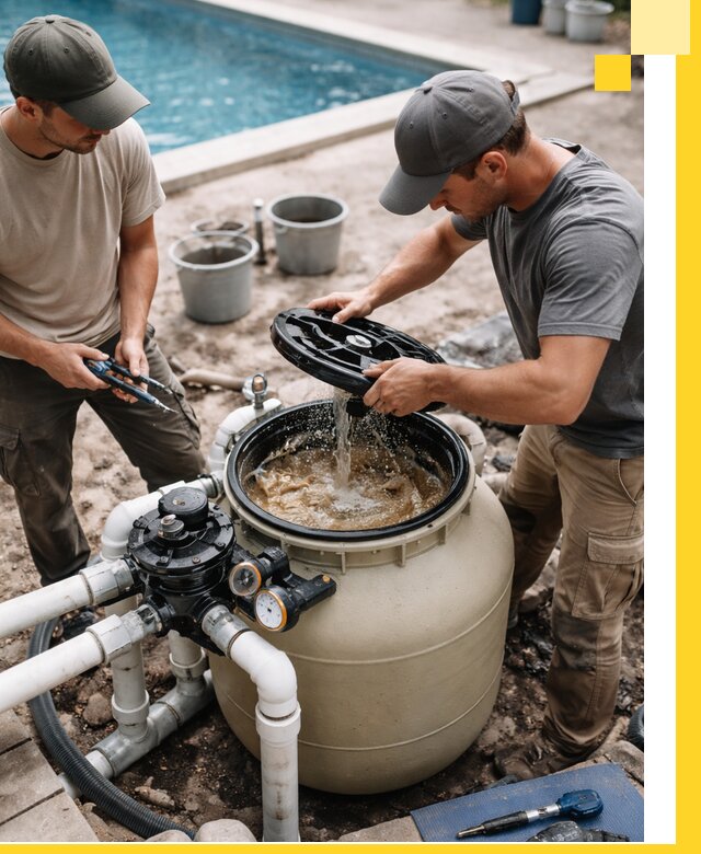 Установка и обслуживание песочных фильтров для бассейнов в Азнакаеве