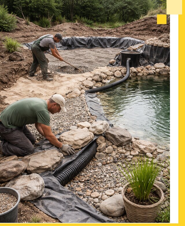 Строительство природных бассейнов и озер в Азнакаеве под ключ