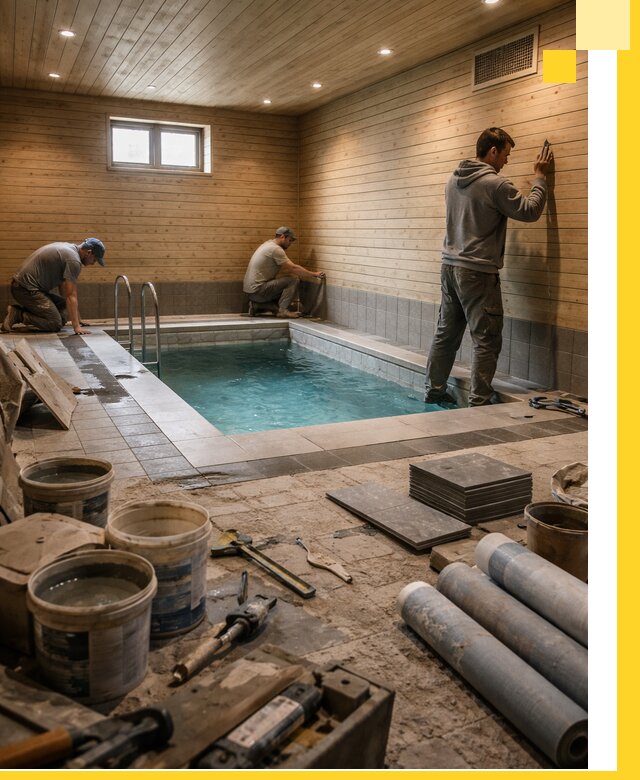 Строительство бани с бассейном и сауной под ключ в Азнакаеве