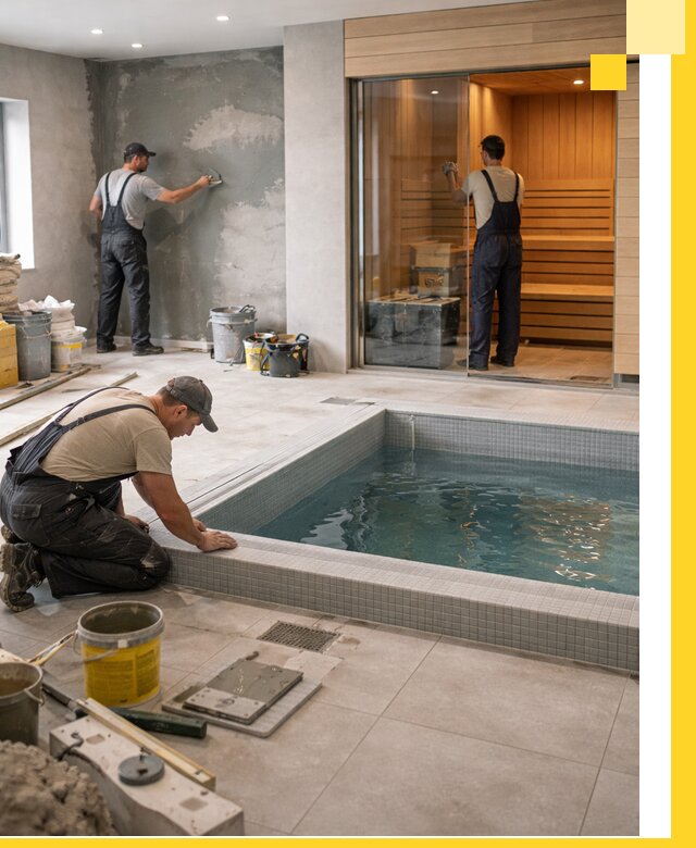 Проектирование и строительство сауны с бассейном в Азнакаеве