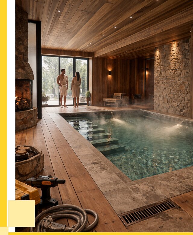 Проекты бань с бассейном под ключ в Азнакаеве от 76965 р., ЭриданЗнк