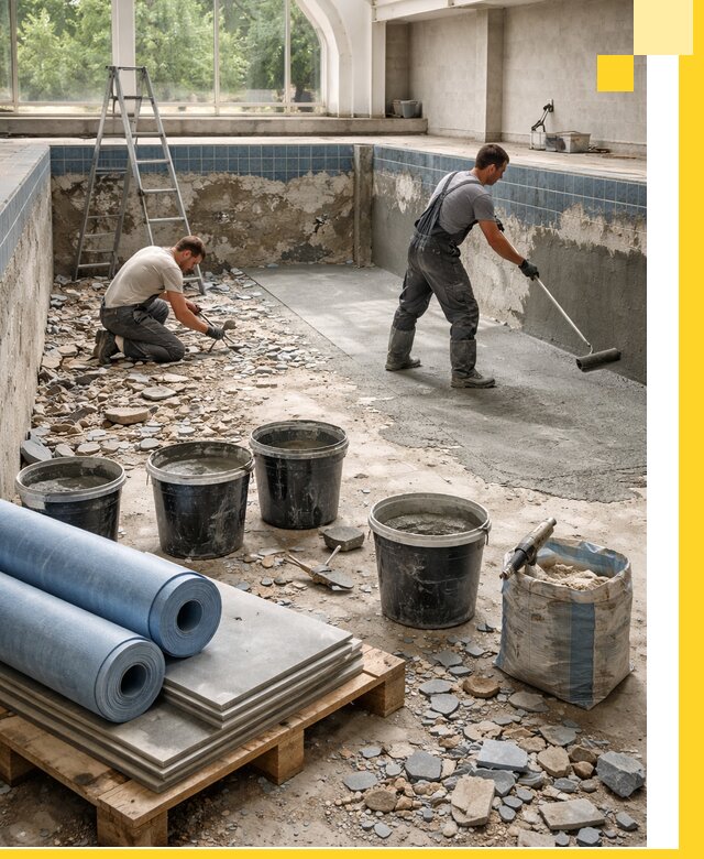 Реконструкция бассейнов в Азнакаеве: ремонт, гидроизоляция