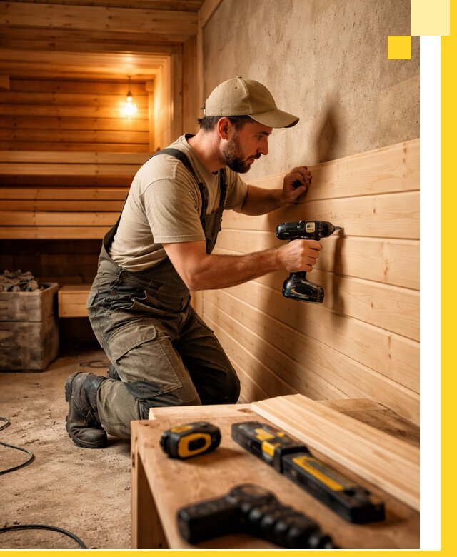 Профессиональная внутренняя отделка бани в Азнакаеве под ключ