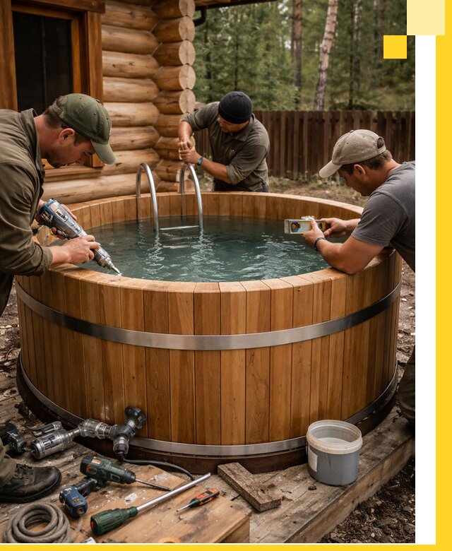 Строительство бань с купелью под ключ и отделкой в Азнакаеве