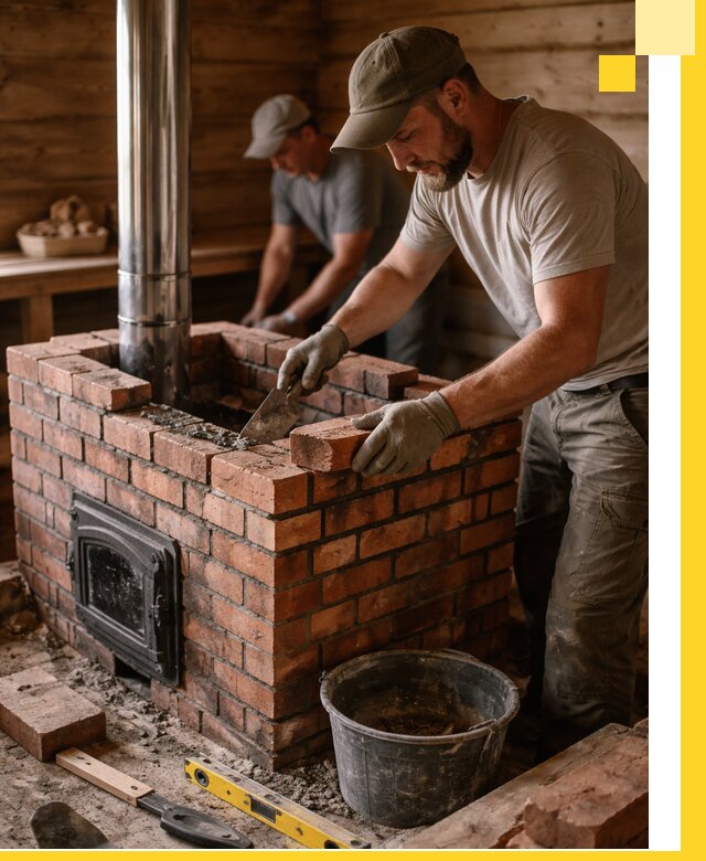 Кирпичные печи для бани под ключ в Азнакаеве, проект и монтаж