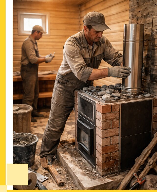 Монтаж печи в бане под ключ в Азнакаеве от 20524 р. | ЭриданЗнк