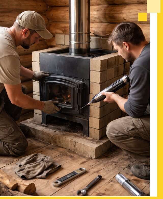 Монтаж и установка печи в бане под ключ с гарантией в Азнакаеве