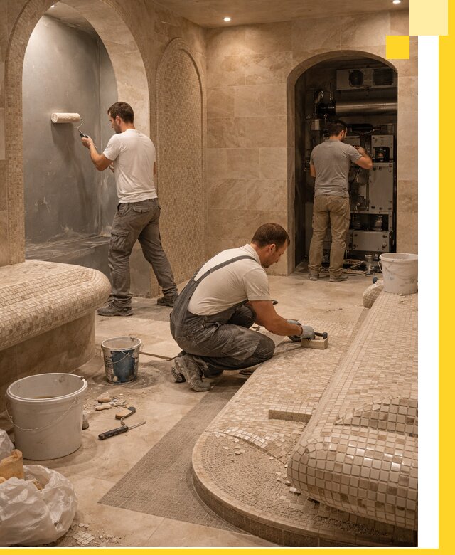 Строительство бани с хамамом и бассейном под ключ в Азнакаеве