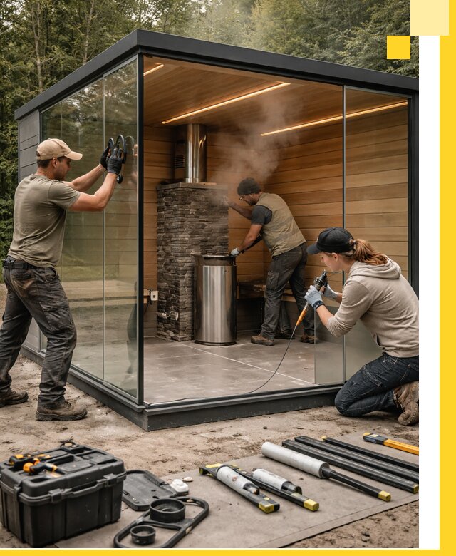 Проектирование и строительство стеклянных бань в Азнакаеве