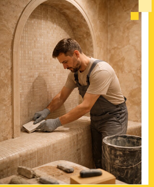 Профессиональная отделка хамамов с мозаикой под ключ в Азнакаеве