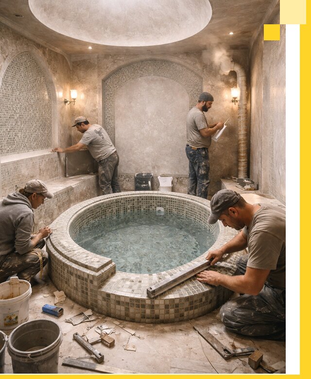 Профессиональное строительство хамама с бассейном в Азнакаеве под ключ