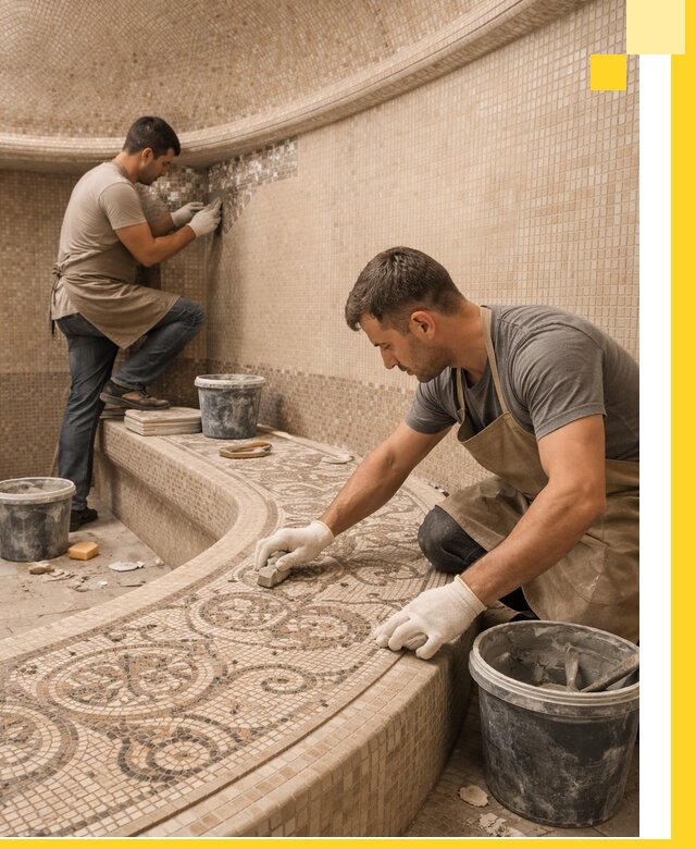 Плитка для хамама в Азнакаеве, укладка, подбор и поставка